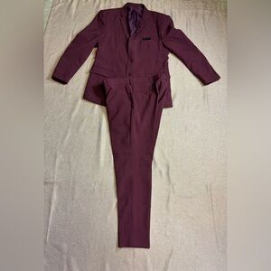 Lucci Elegant Burgundy Mens Suit Pants Size Pants 42R Blazer 48R
